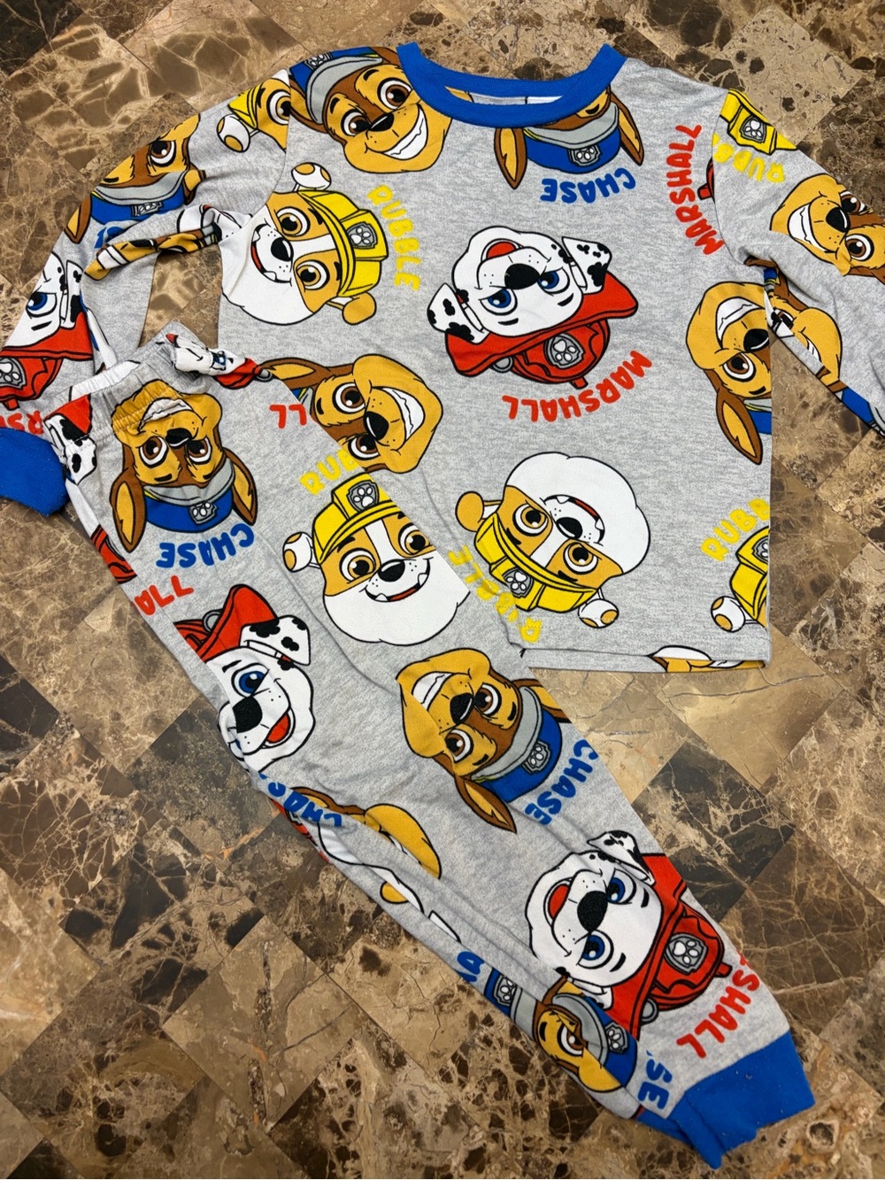 Nickelodeon PAW Patrol Gray Kids One-Piece Pajama Set with Blue Trim 3 years